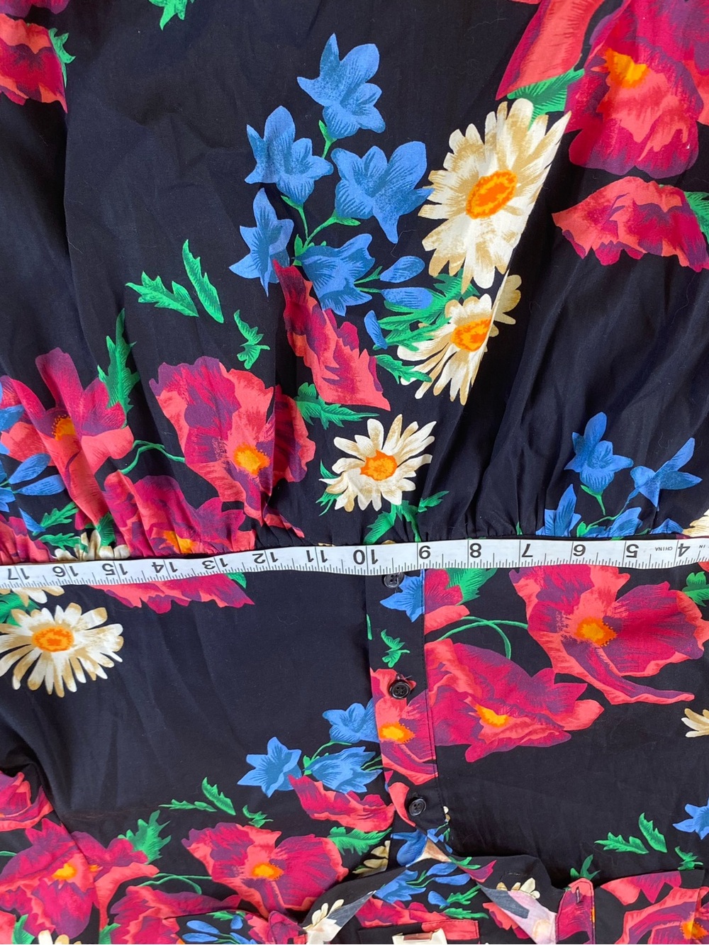 Anthropologie Maeve Black Floral Midi Tiered Cotton Dress size Medium - Picture 7 of 10